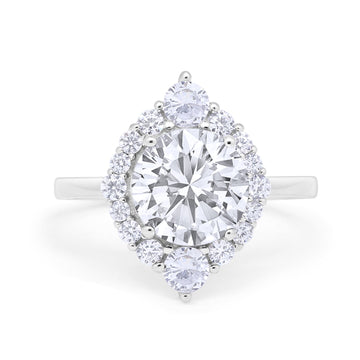Fancy Design Art Deco Wedding Ring Round Simulated Cubic Zirconia 925 Sterling Silver